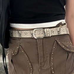 Retro Personalized Waistband for Women Girls with Sense of Niche Design Versatile Leopard Print Snake Skin Pattern Daily Belt