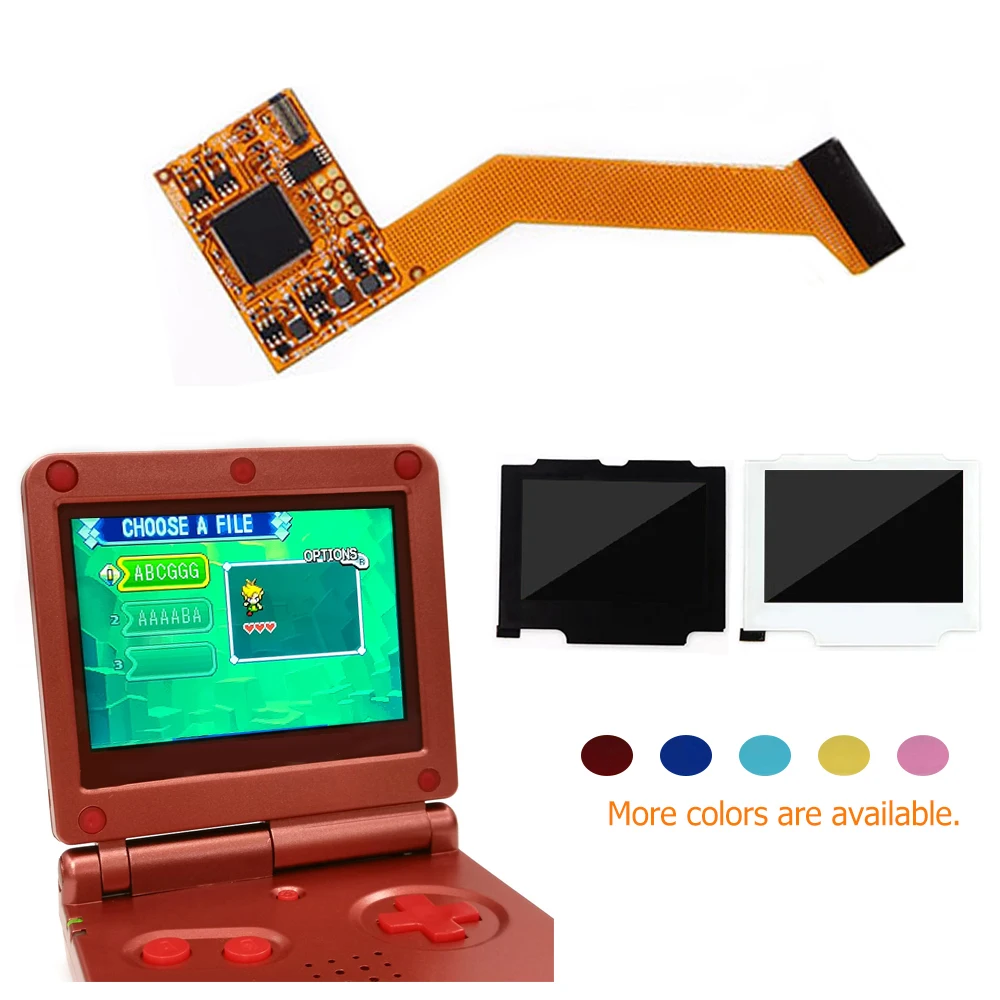 

GBA SP Подсветка ЖК-дисплея 10-уровневая яркость IPS-экран Мод для консоли GameBoy Advance SP GBA SP Многоцветный экранный объектив