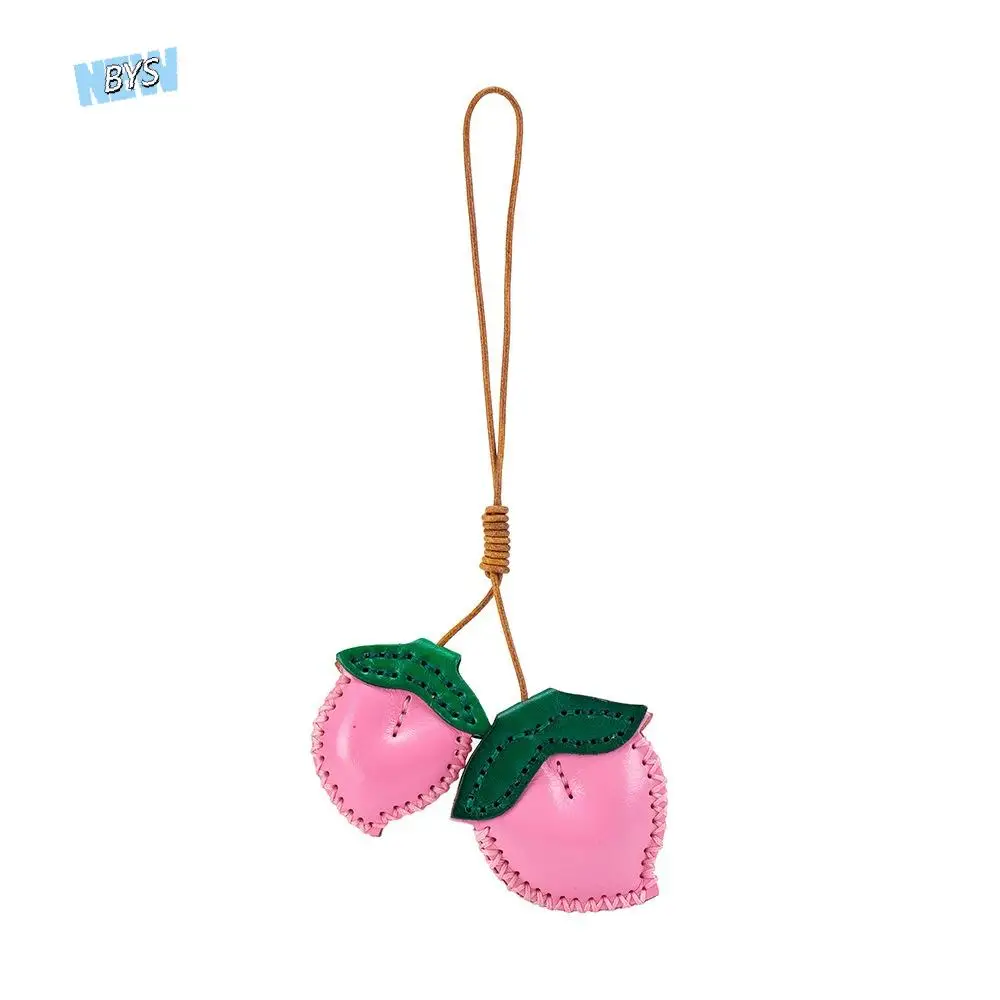 

Cute Hanger Fruit Pendant Pear Peach Leather Keychain Fashion Car Keyring Bag Pendant Car Accessory