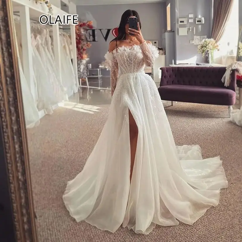 

Wedding Dresses Bridal Gowns for Wedding Off Shoulder Robe De Marié with Slit vestidos de novia wedding dress 2024 bride