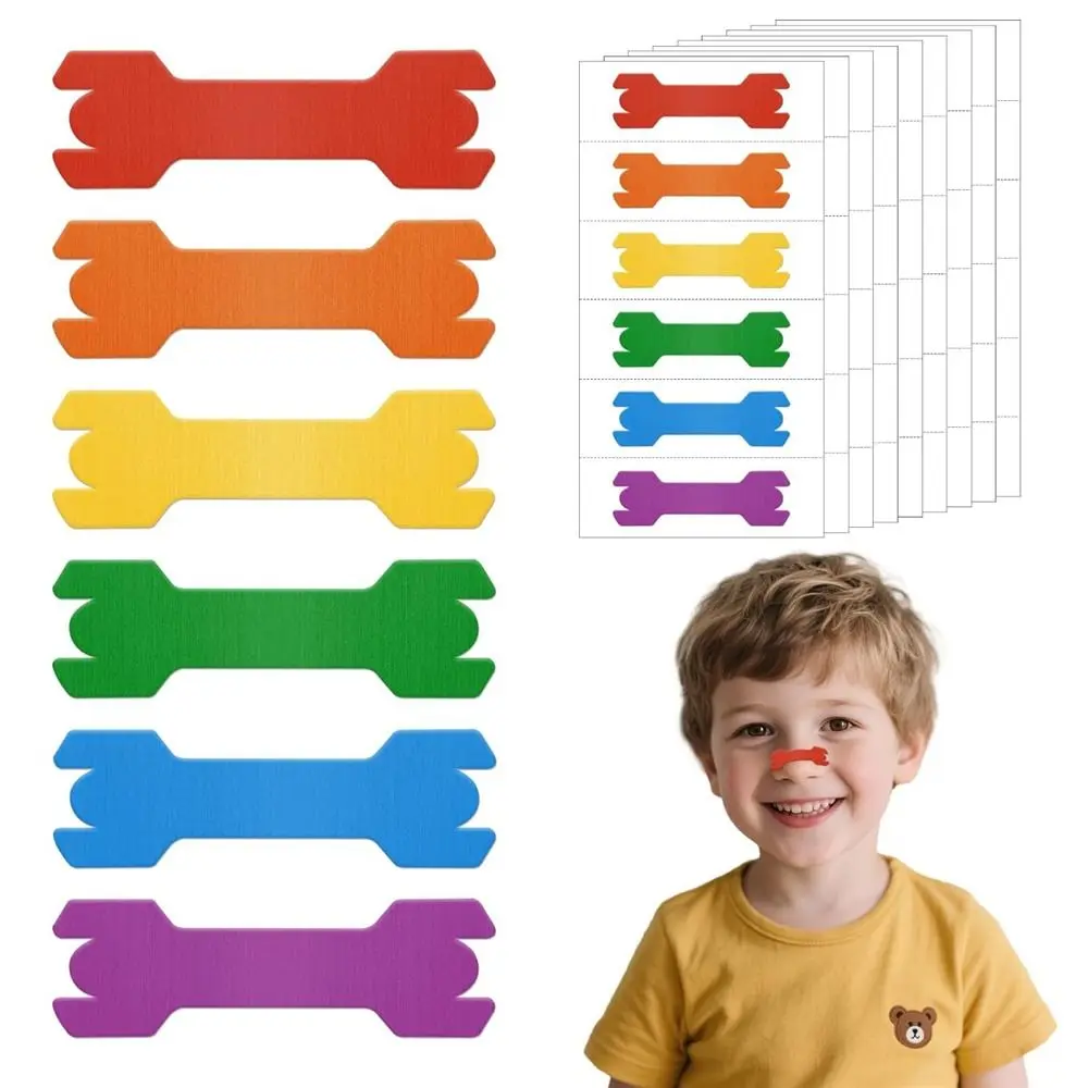 6/10 Piezas Tiras Nasales Anti-Ronquidos con Diseño de Dibujos Animados 44x14mm/55x17mm Parches Nasales Transpirables para Respirar, Tiras Anti-Ronquidos para Niños y Niñas