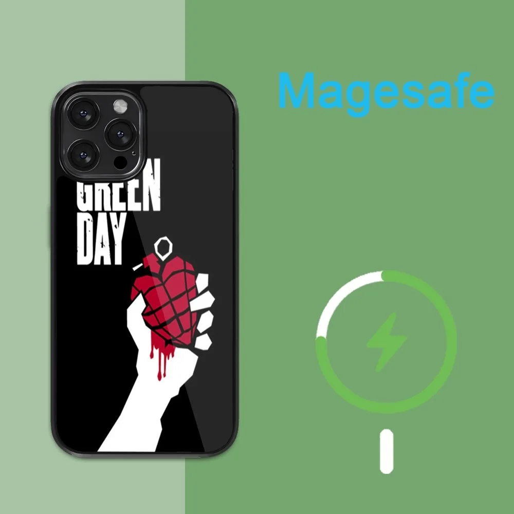 Green Day Rock Band Phone Case For iPhone 15 14 13 12 11 Pro Max Plus Mini Magsafe Magnetic Black Cover