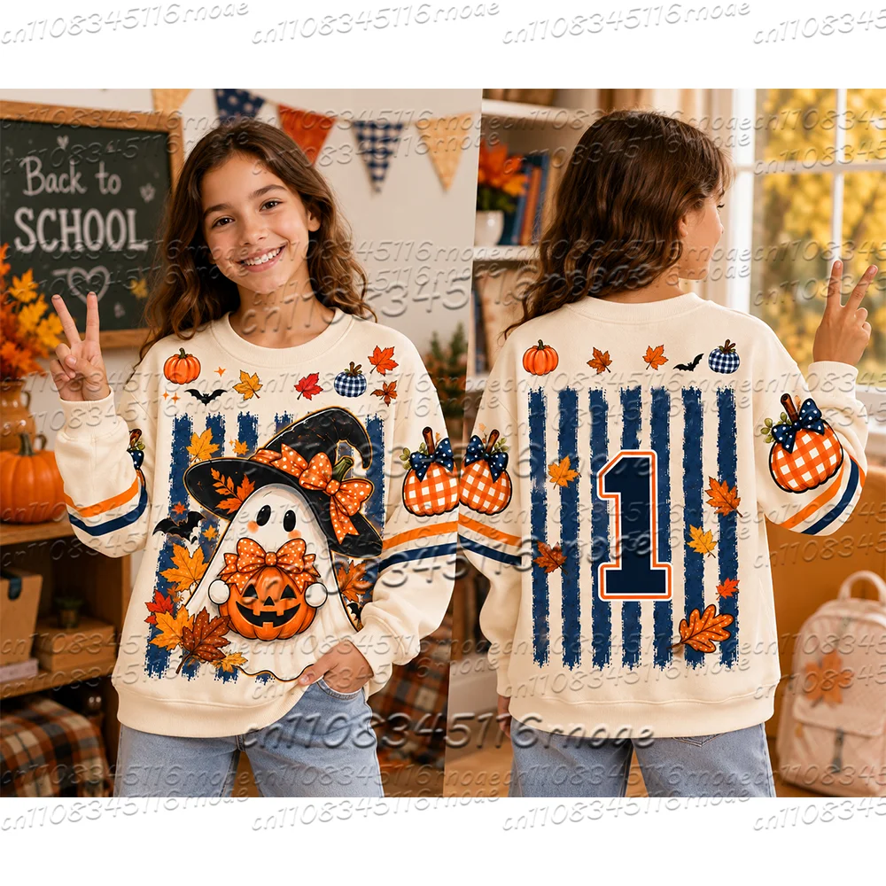 2026 Winter Children's Halloween Pumpkin Ghost Printed Sportswear Horror Season Dress Halloween Men's and Women's Hoodies
