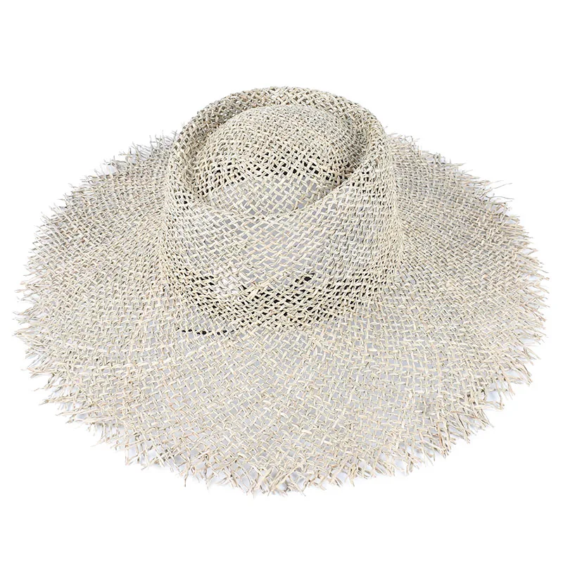 100% Natural Grasses Panama Beach Sun Hat Woman Summer Straw Hat Travel Wide Brim UV Visors Protection Elegant Ladies Sunhat Cap