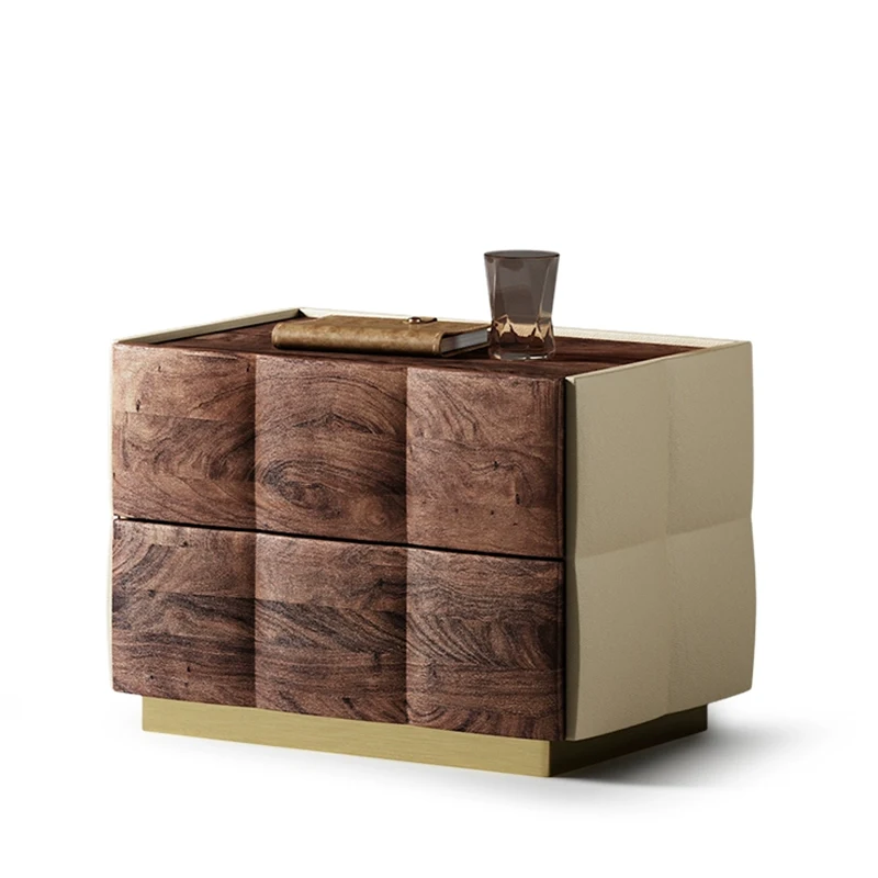 

#Luxury Italian Minimalist Wood Bedside Table Modern Design For Master Bedroom & Villa Living Room Home Furniture