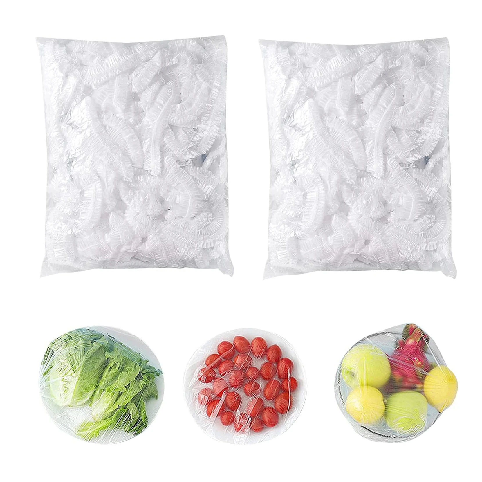 100 stücke Einweg Frischhaltefolie Abdeckung Lebensmittelqualität Obst und Gemüse Aufbewahrungstasche Elastische Plastiktüte Küche Frischhalten Bagcover