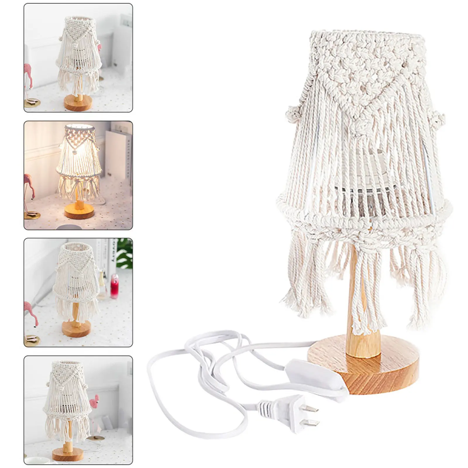 

Handmade Bohemian Style Woven Table Lamp for Bedroom Living Room Decor Elegant Romantic Ambient Night Light Handwoven Bedside