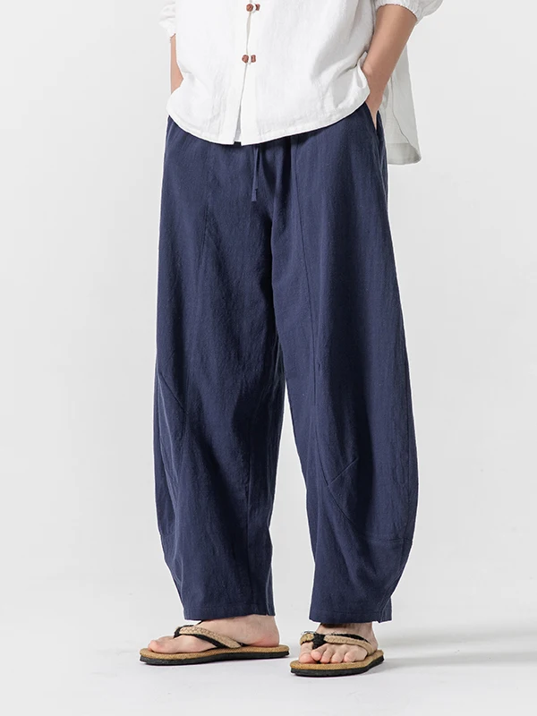 

Мужские летние тонкие хлопковые льняные повседневные брюки, свободные длинные дышащие свободные брюки Harlan, молодежные трендовые прямые брюки в стиле ретро