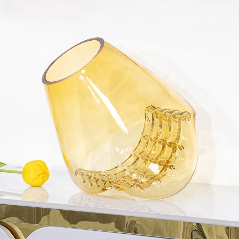 Home Decor Custom Luxury Metal Base Colored Glaze Vases Decor Ornaments For Hotel Lobby