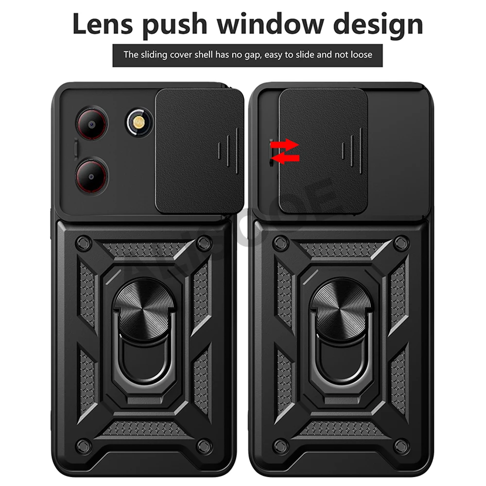 Slide Camera Armor Funda for ZTE Blade A54 A34 Case Push Lens Ring Stand Protection Cover for ZTE Blade A54 A34  Shockproof Capa