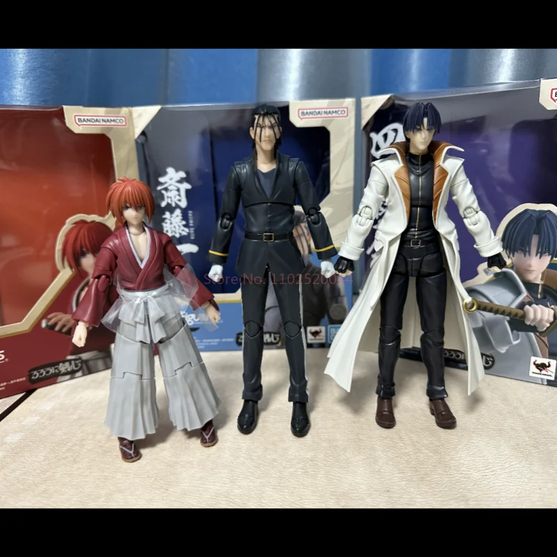 

Original Bandai Rurouni Kenshin Kit Figures Shf Himura Kenshin Action Figure Hhajime Saito Aoshi Shinomori Collection Model Toys