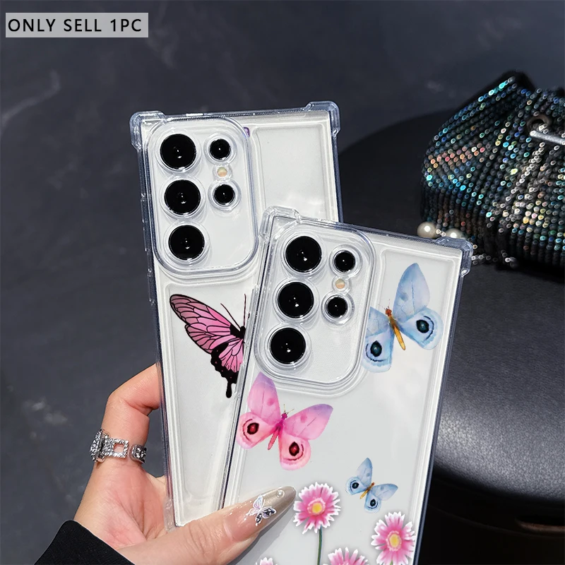 Gradient Butterfly Phone Case for Samsung A20s A21s A23 A24 25 26 31 32 32 33 34 35 50 51 52 53 54 73 Transparent Soft Covers