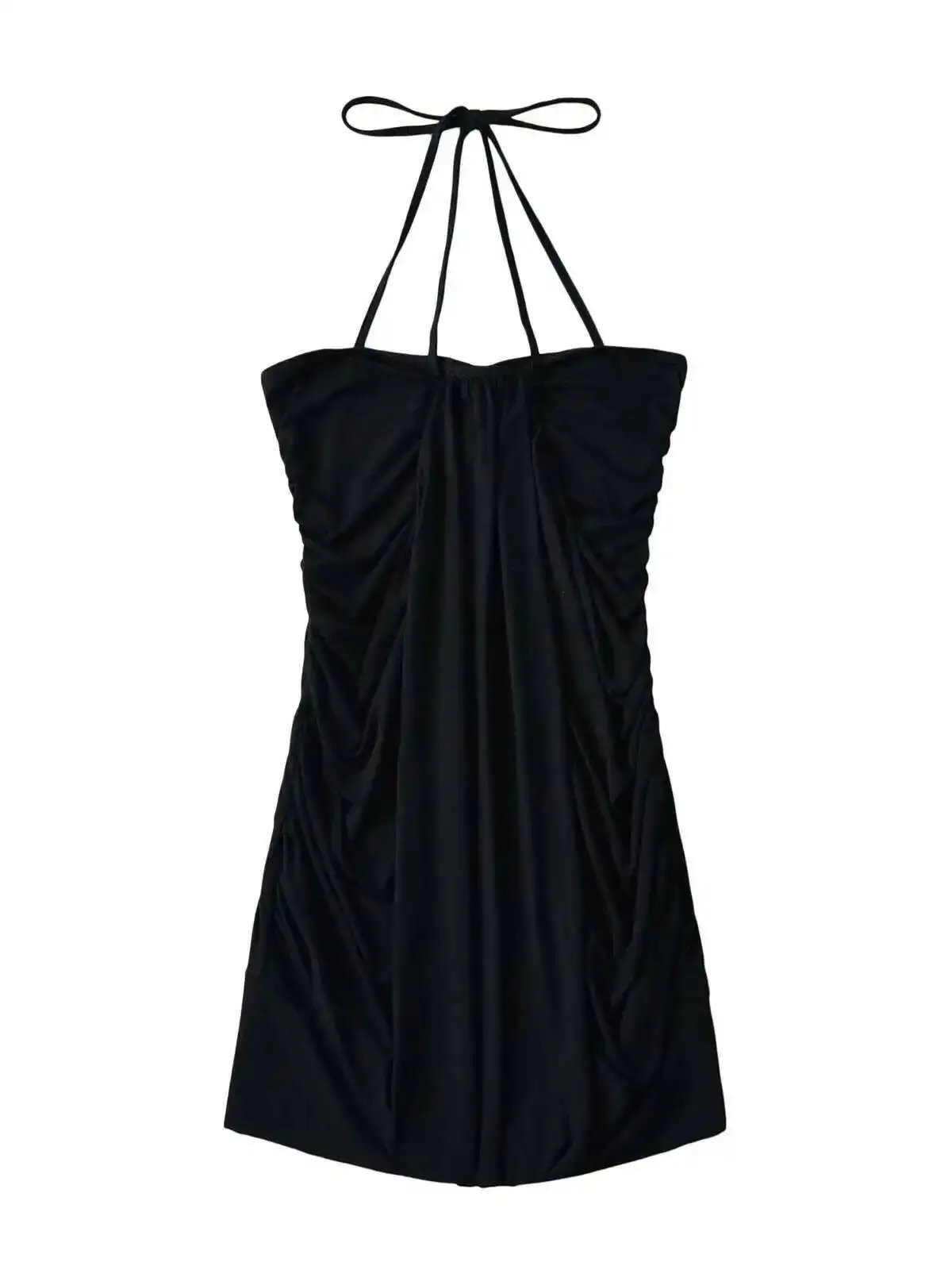 Spicy Girl Lace Up Neck Wrap Hip Dress Elegant For Women's 2024 Summer New Draping And Waist Closing Lantern Dress Summer C2QU