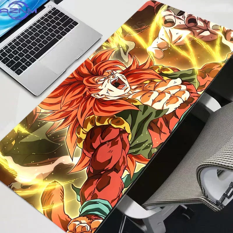 Anime Golden Aura Character Large Mousepad, Rubber Base Extended Desk Mat with Stitched Edge, Non Slip Table Pad for Gaming and