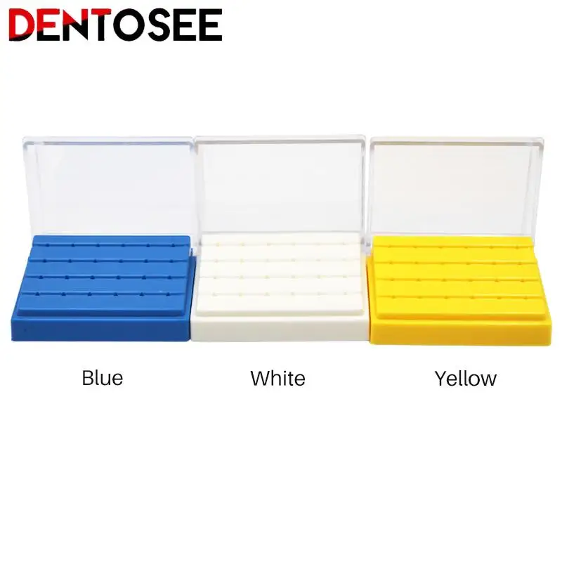 24 Holes Plastic Dental Bur Holder Disinfection Carbide Burs Block Drills Case Box Blue/white/yellow for Dentist Lab Equipment