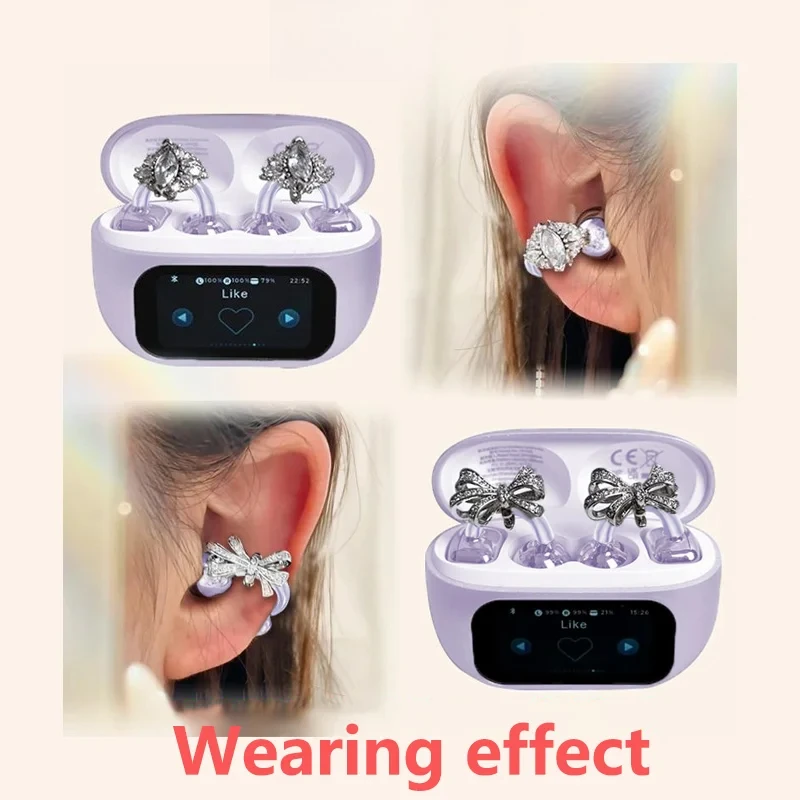 جديد AI سماعات بلوتوث مع شاشة تعمل باللمس فراشة أقراط الديكور اللاسلكية قرط كبس نوع غير في الأذن سماعة أذن مقاومة للماء #4