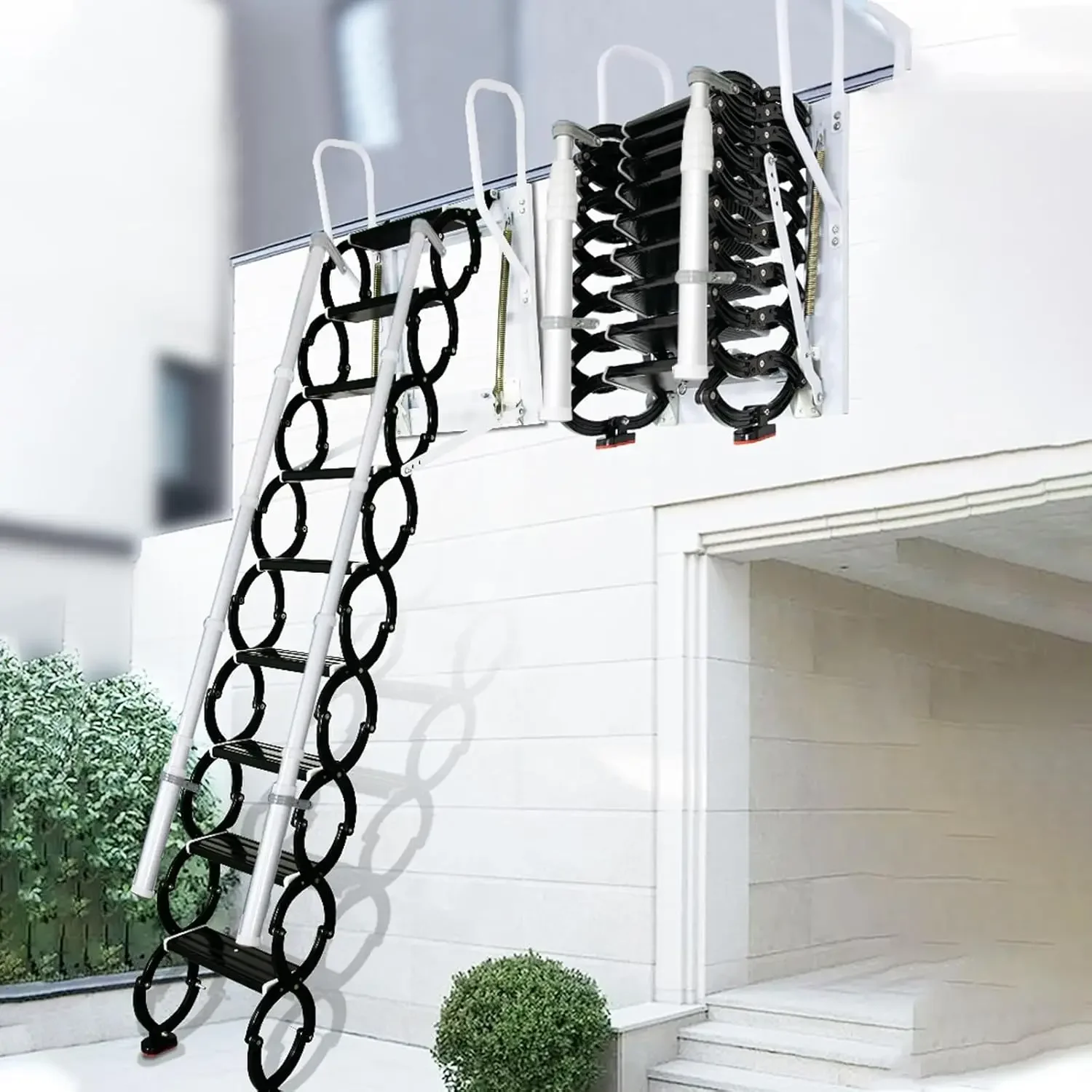 벽걸이 접이식 계단, 난간이 있는 접이식 로프트 계단, 접이식 다락방 사다리, 풀다운 시스템, 12 단계