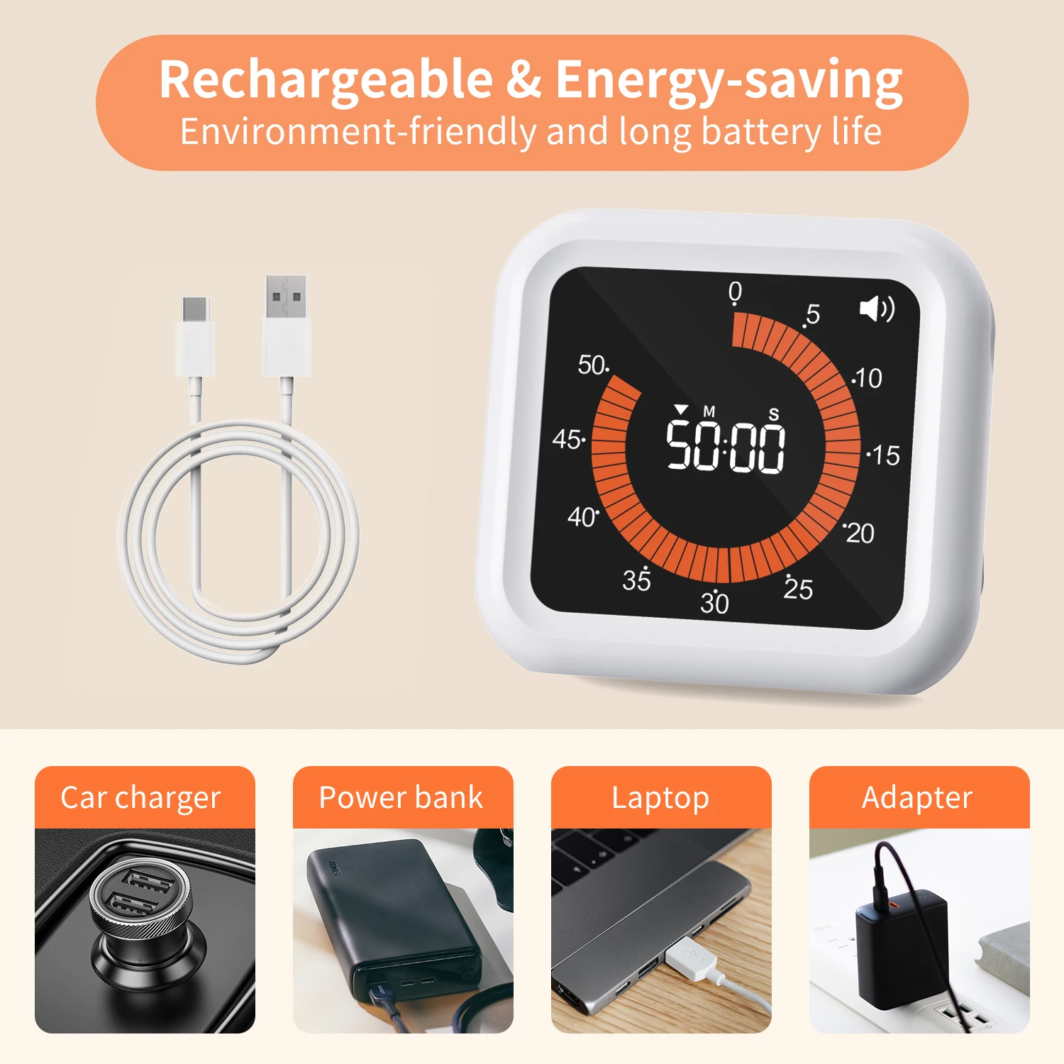 Neuer Dreh-Timer Silent Visual Analog Timer für Kinder und Erwachsene Alarm Stunden zähler für Küche Innen Lesesaal Zeit manager