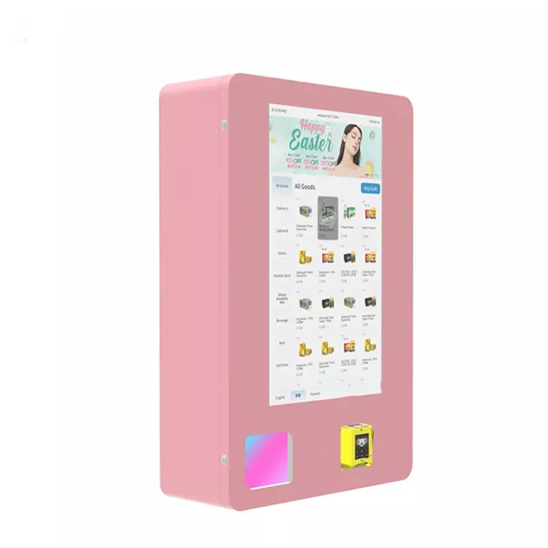 Pantalla táctil montaje en pared cosméticos de belleza Mini máquinas expendedoras juguetes servilleta pelo brillo de labios pestañas máquina expendedora con lector de tarjetas