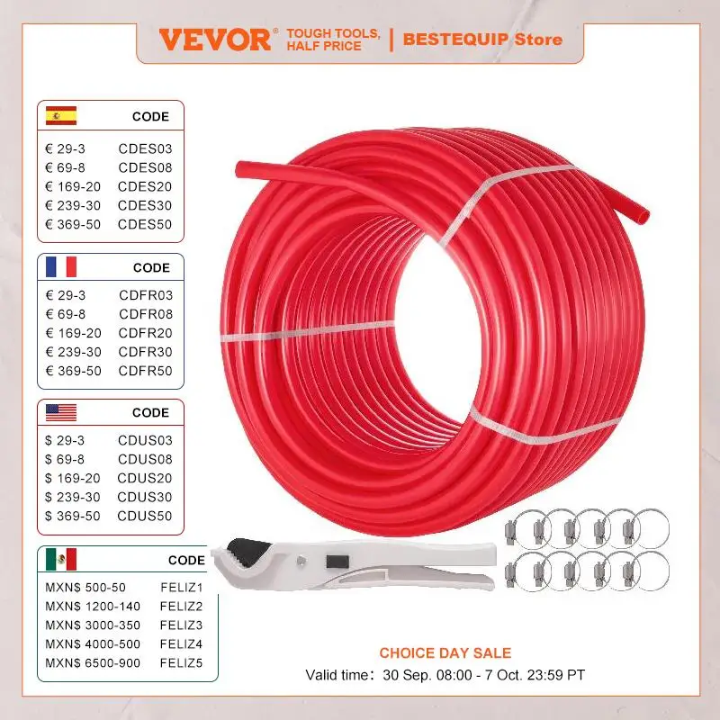 

VEVOR PEX Pipe 5/8" x 500ft Oxygen Barrier 02 EVOH Flexible Suitable For Residential Commercial Radiant Floor Heating Pex Pipe