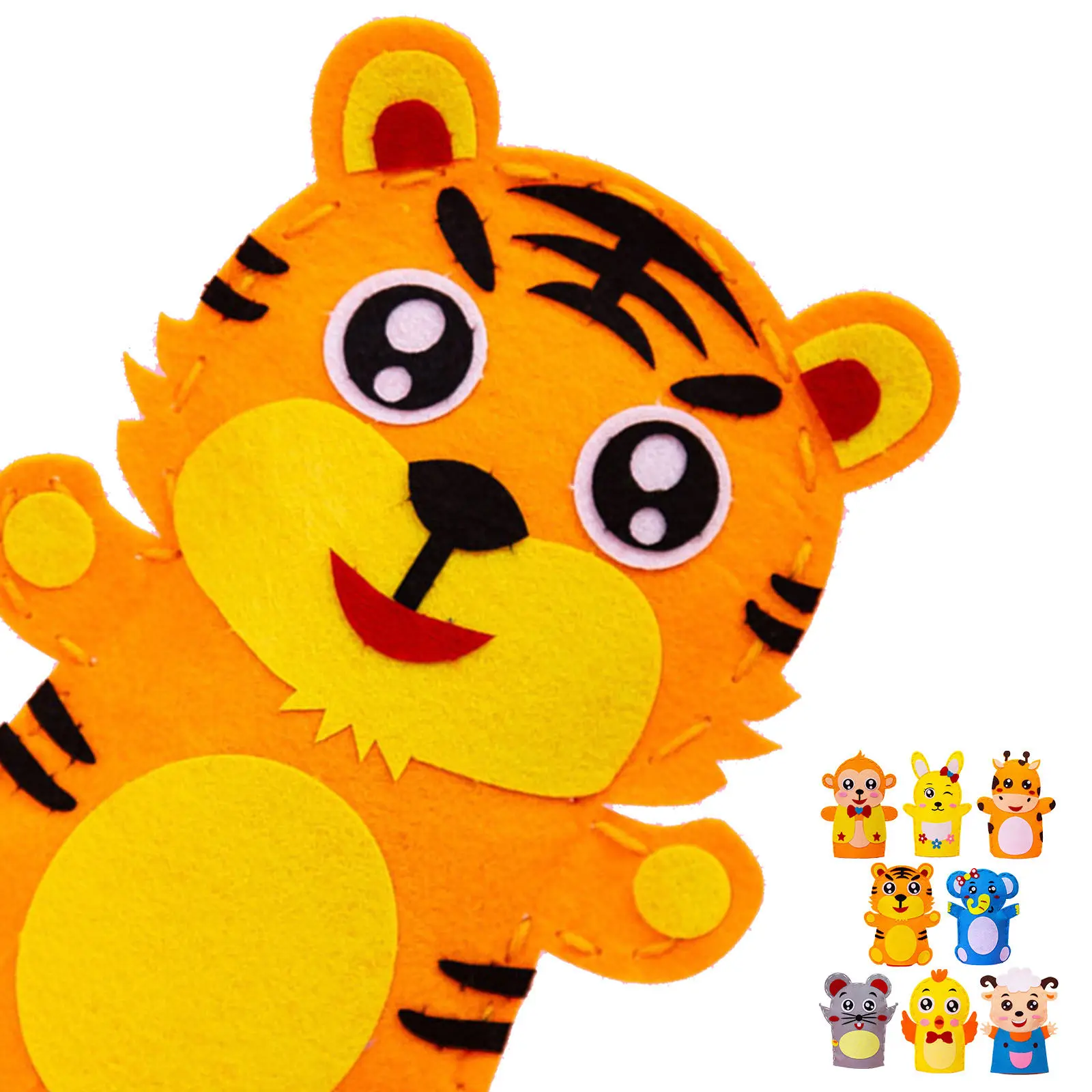 

Набор для творчества из 8 штук: Материалы для кукол-перчаток, нетканый материал, DIY-набор, креативные мультяшные наклейки для шитья, развивающие поделки для детей, инструмент для раннего развития