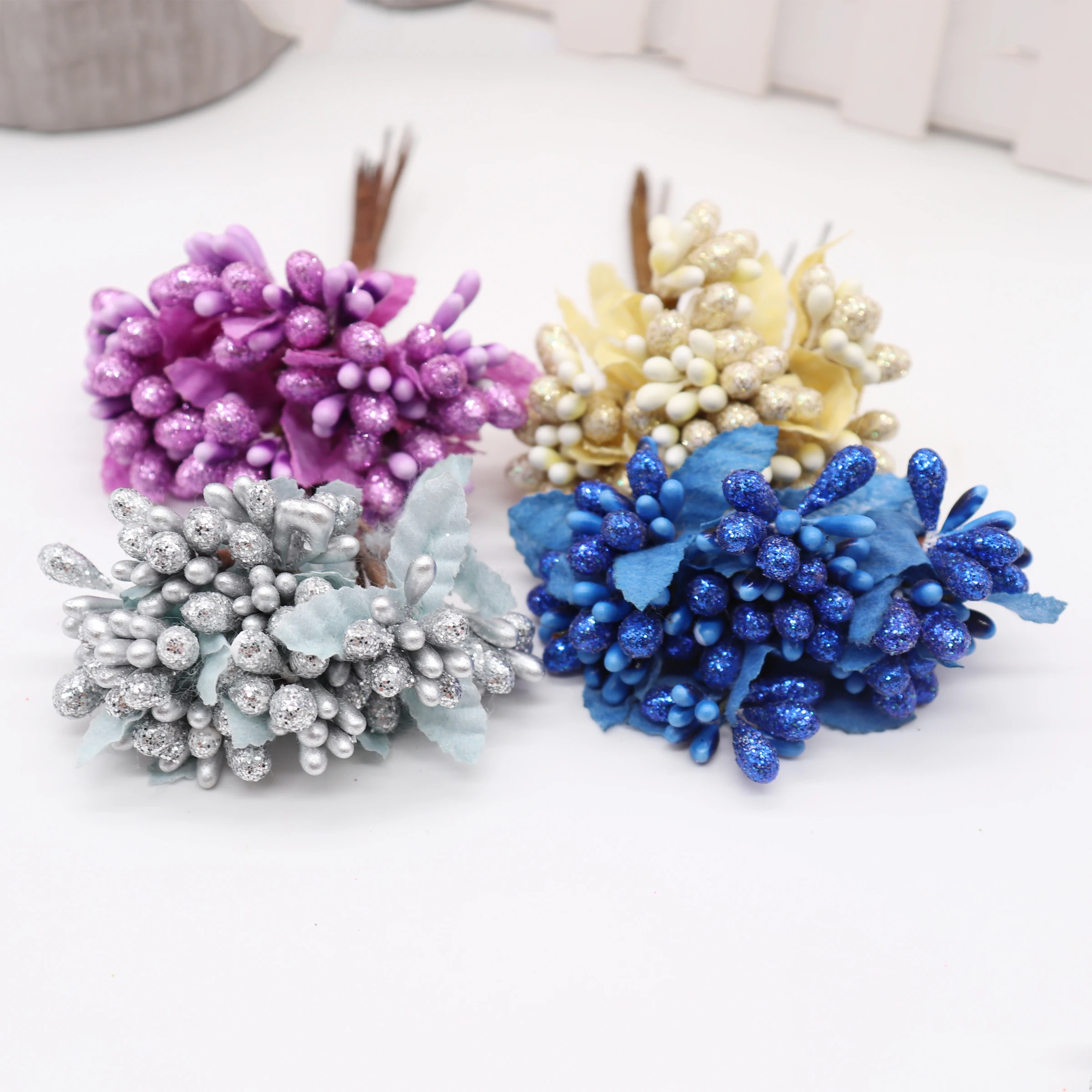 10 قطعة DIY بها بنفسك سكرابوكينغ إكليل الزخرفية وهمية الزهور باقة الاصطناعي برعم السداة التوت Bacca زهرة للزينة الزفاف