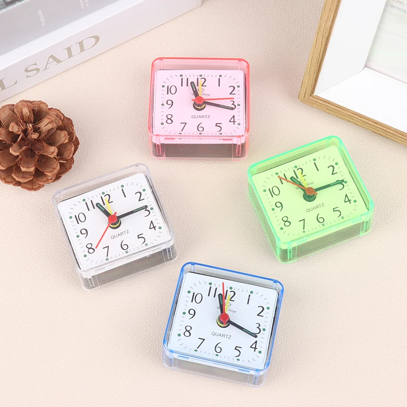 1Pc Mini Square Alarm Clock Quartz Alarm Clock Battery Operated Table Bedroom Clocks For Sleeping Studying Home Decor