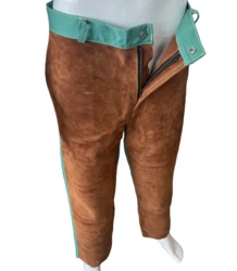 Welding Clothing Fire Proof Welding Trousers Split Cow Leather Welder Jackets FR Cotton Pants Flame Retardant Welding Coverall