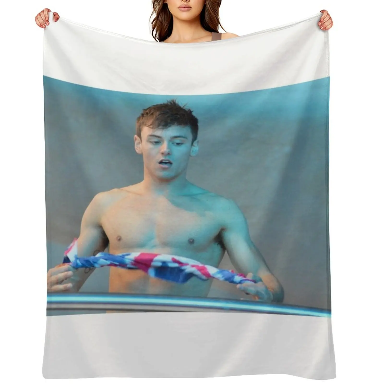 

Tom Daley 2016 with GB towel Throw Blanket funny gift Flannel Luxury St Luxury Throw Blankets