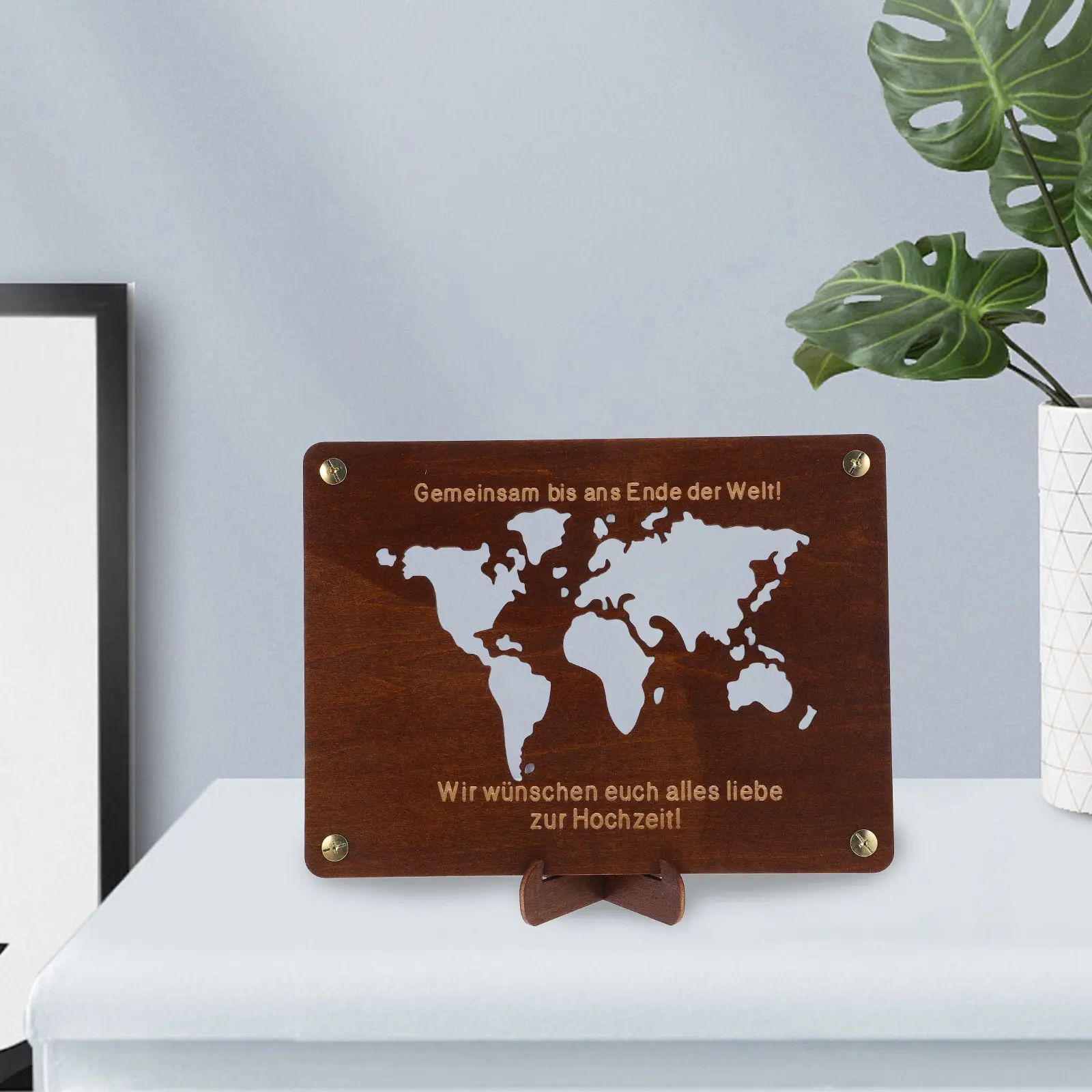Natural Wood Rectangular Money Clip Cash Holder Graduation Gift Corporate Present Stylish Desk Drawer Organizer Portable Secure view 3