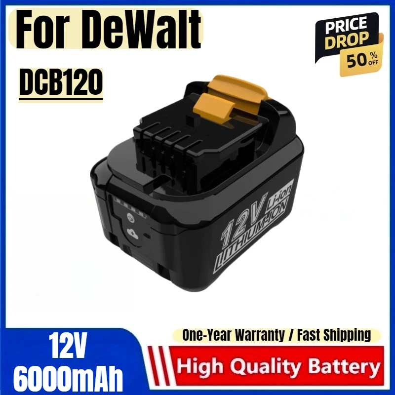 Original Compatible 12V/6000mAh Battery For DeWalt replaceable DCB120 Tools Battery