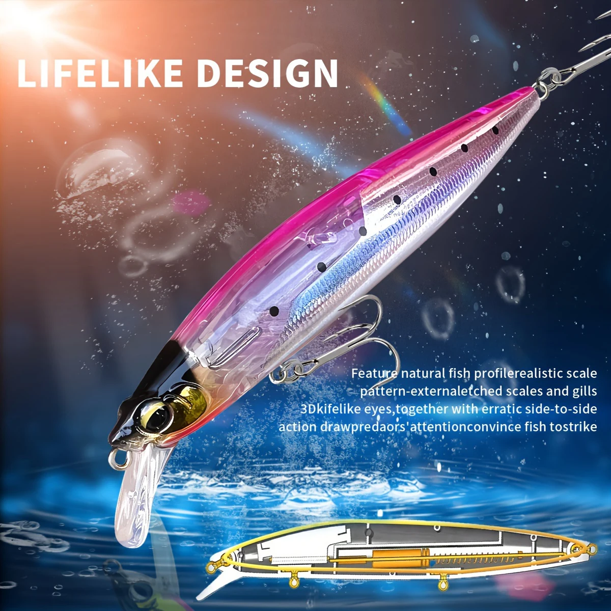 

Minnow Fishing Lure, 120mm 20g Plastic Wobblers Artificial Hard Bait Fishing Tackle For Pike Bass Pesca Fishing with bkk hook