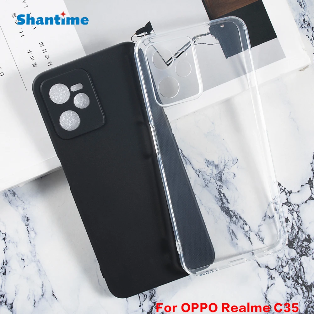 Casing Bumper pelindung ponsel, penutup karet tahan guncangan TPU untuk OPPO Realme C35