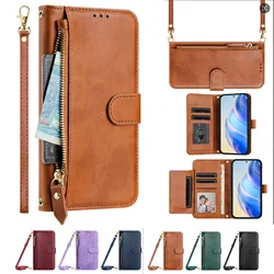 Zipper Shoulder Wallet Case For Motorola Edge 50 Neo 40 Pro 30 Fusion Crossbody Leather Lanyard 7 Card Slots Book Flip Cover