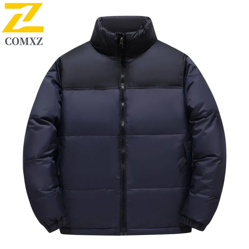 Men Outdoor Leisure Hooded Jacket Winter Parka Fleece-Lined Thickened Puffer Coat Waterproof Windproof Thermal Street Outerwear