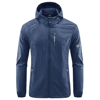 Men's UPF 50+ UV Protection Windbreaker Quick Dry Jacket Outdoor Sun-Protective Thin Hiking Fishing Cycling Hooded Sport Light 2
