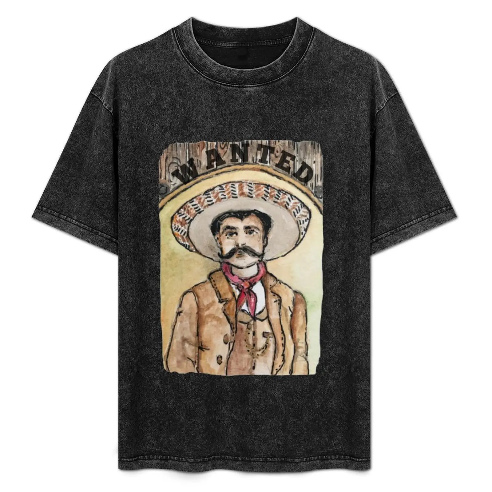 

WANTED / Mexican Outlaw / Sombrero Hat / Wanted Poster Bandit Moustache T-Shirt Novelty Graphic Tee Shirt