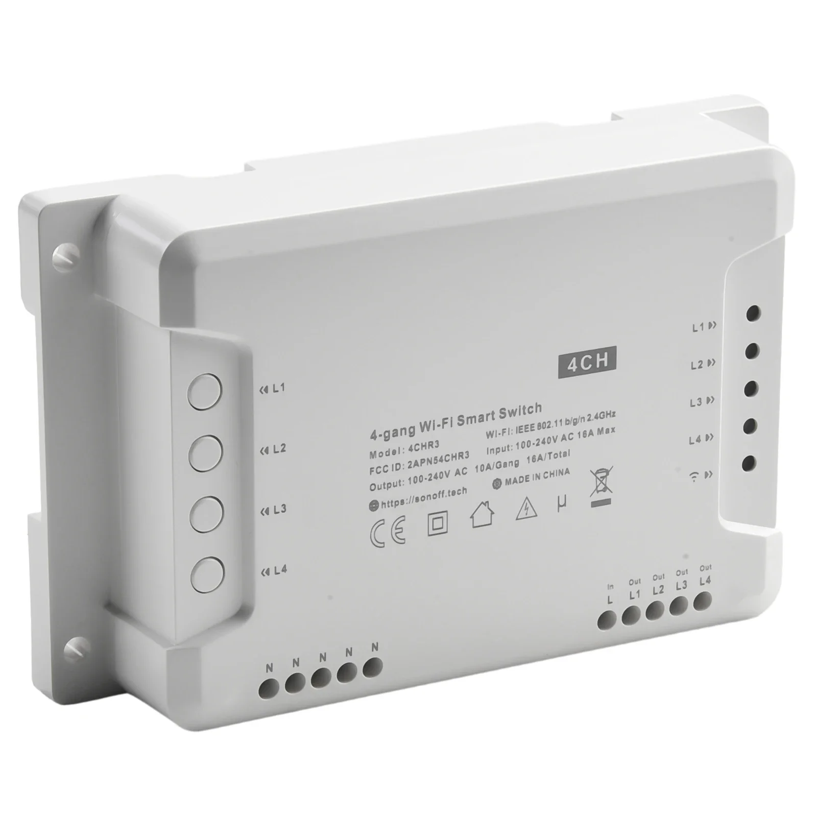 1pc 4 Way Smart Switch For Sonoff 4CH 10A Relay 2KW AC100-240V APP Control Accessories Connected Device Electric