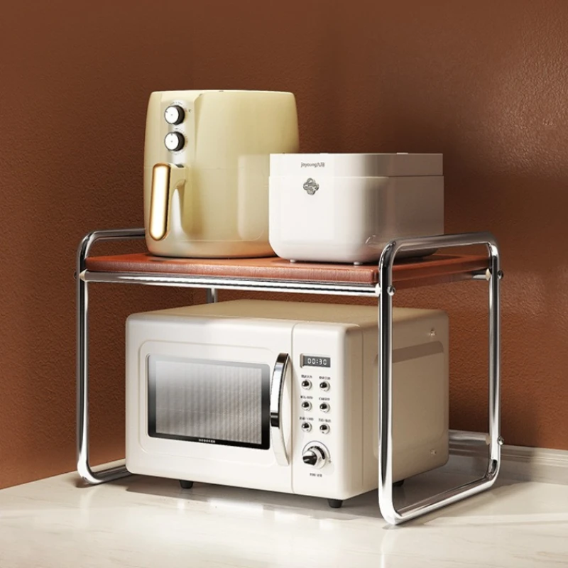 

2-Tier Kitchen Storage Rack with Pull-Out Drawer,Microwave Stand&Spice Shelf,Multifunctional Countertop Organizer for Home