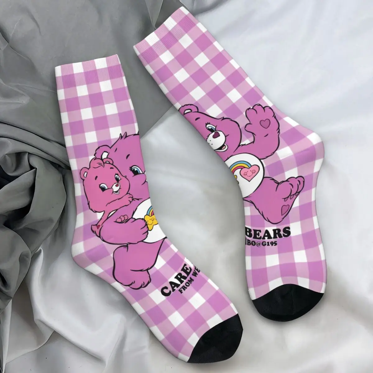 Cute Cartoon Care Bears Socks Fashion Stockings Men's Medium Soft Outdoor Sports Socks Autumn Graphic Anti Sweat Socks