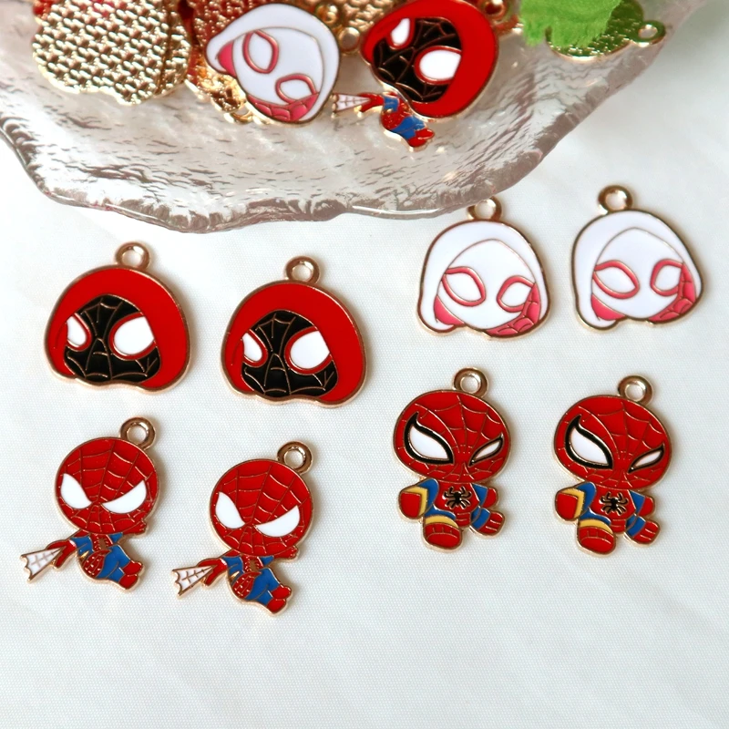 8pcs Anime Hero Character Metal Pendant Trendy Shiny Enamel Alloy Charms DIY Necklace Bracelet Earing Jewelry Keychain Accessory