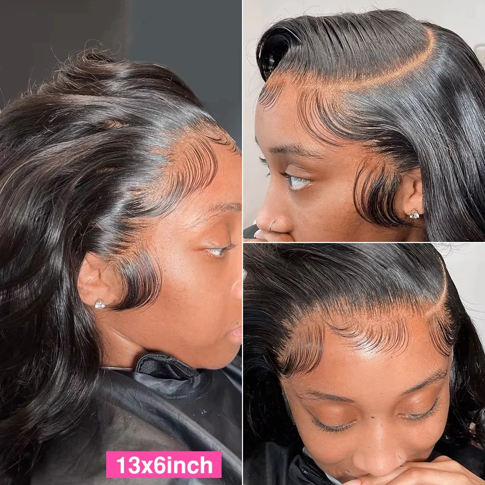Peluca de cabello humano Body Wave para mujeres negras, 40 pulgadas, con encaje frontal, brasileña, pre pelada, encaje HD 13x4 y 13x6 2