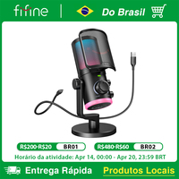 FIFINE USB Gaming Microphone with Noise Cancellation/RGB/Gain&Balance Knob,Condenser Mic for Streaming Podcasting-Ampligame AM6
