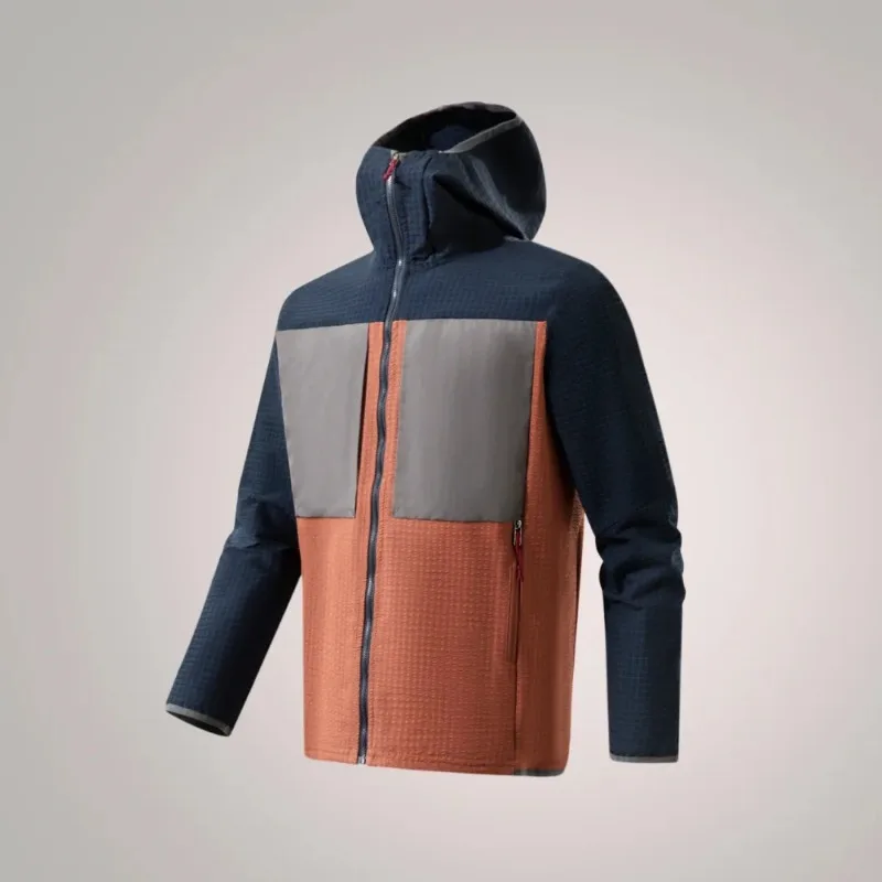 

Spring Couples 3D Three-dimensional Tailoring Jackets Men Outdoor Camping Travel Top Casual Hooded Windproof Color Blocking Coat