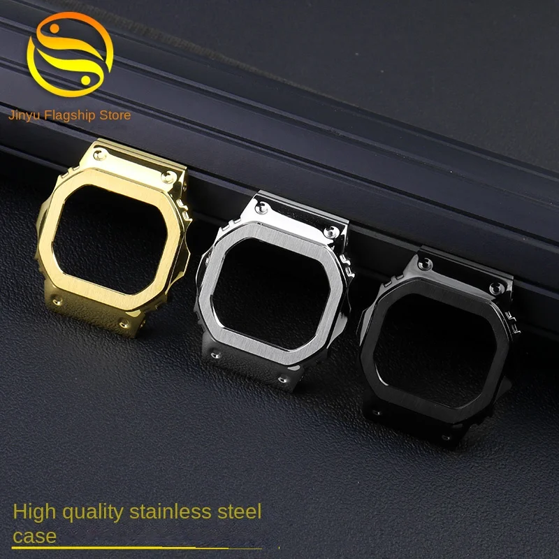DW5600 mod kit for Casio3229 DW-5600 5610 case+strap Metal case modification for men GW-M5610 GW-B5600 Stainless Steel band case