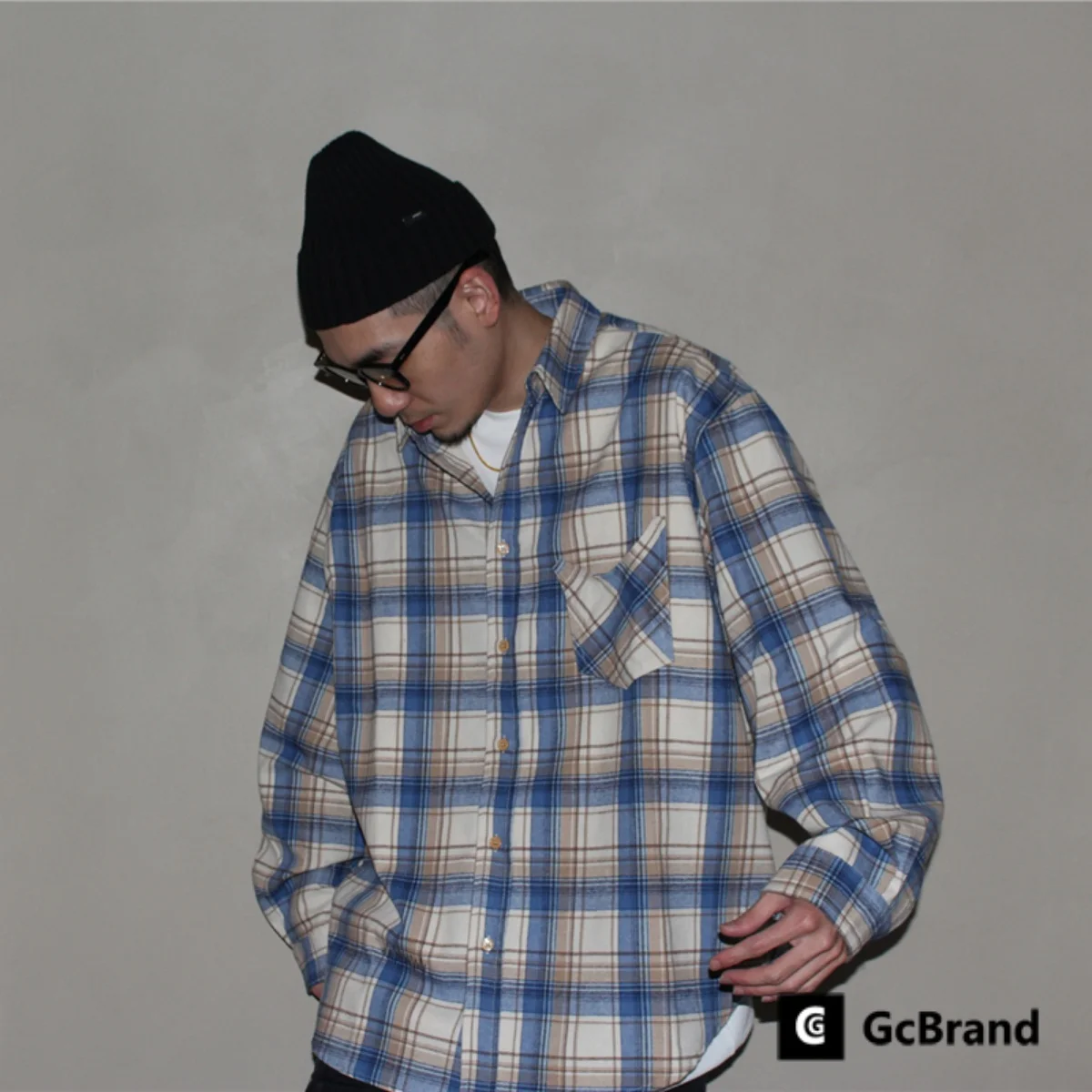 

Бренд Lab SS25 Basic Design irt с деталями для вышивания Long Sve Blue And White Plaid Cotton Casual irt