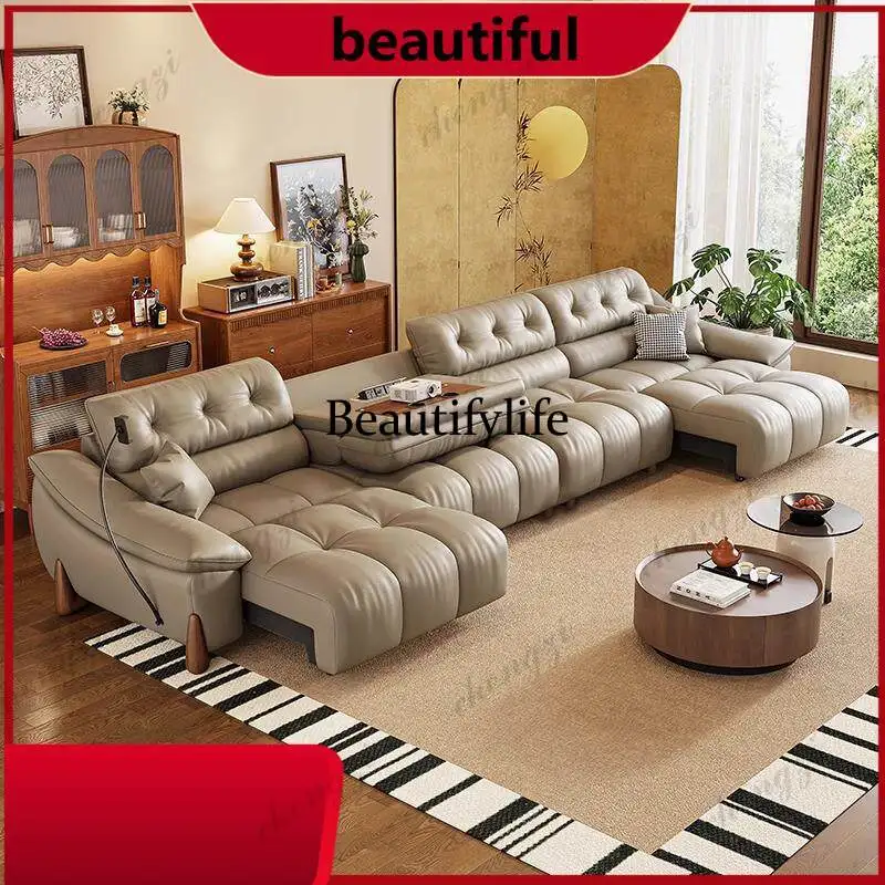 BBB Beige Control Electric Recliner Sofa Cup Holder Italian Massage Electric Recliner Sofa Lazy Luxury Divano Soggiorno Furnitur