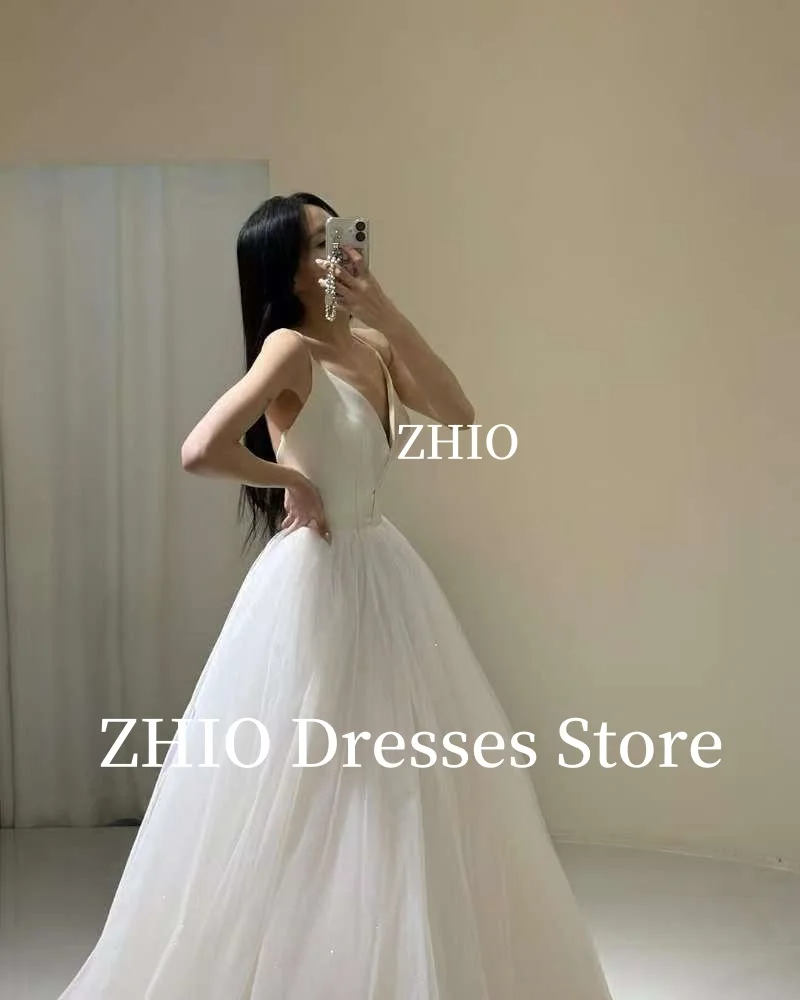 ZHIO Свадебные платья принцессы трапециевидной формы на тонких бретельках Корейская фотосессия длиной до пола, свадебные платья, корсет по индивидуальному заказу, элегантный 웨딩드레스