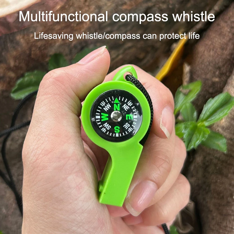New 2 In 1 Emergency Survival Whistle Compass Referee Cheerleading Whistle Sporting Goods Camping Hiking Outdoor Tools