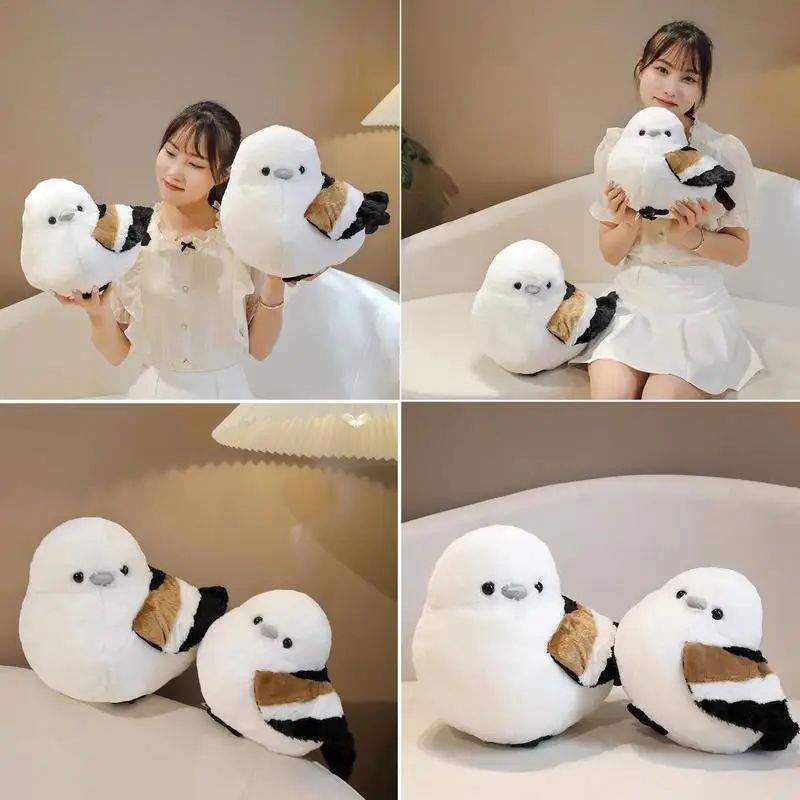 Stuffed Bird Toy Children Tilted Head Titmouse Plushies Soft Animal Throw Pillow For Boys & Girls Sofa Bed Couch Decoration For